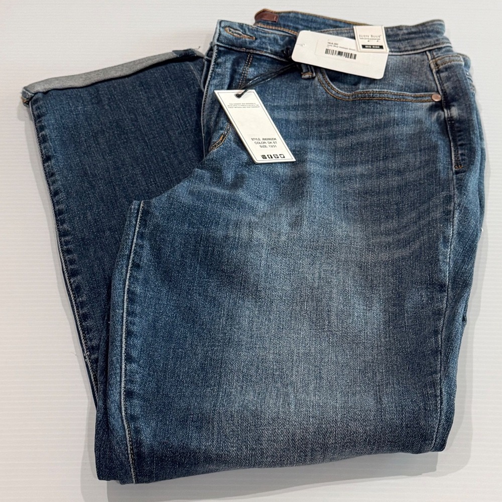 Judy Blue Mid Rise Boyfriend Jeans Vintage Dark Wash JB82662DK Size 13/31 NWT